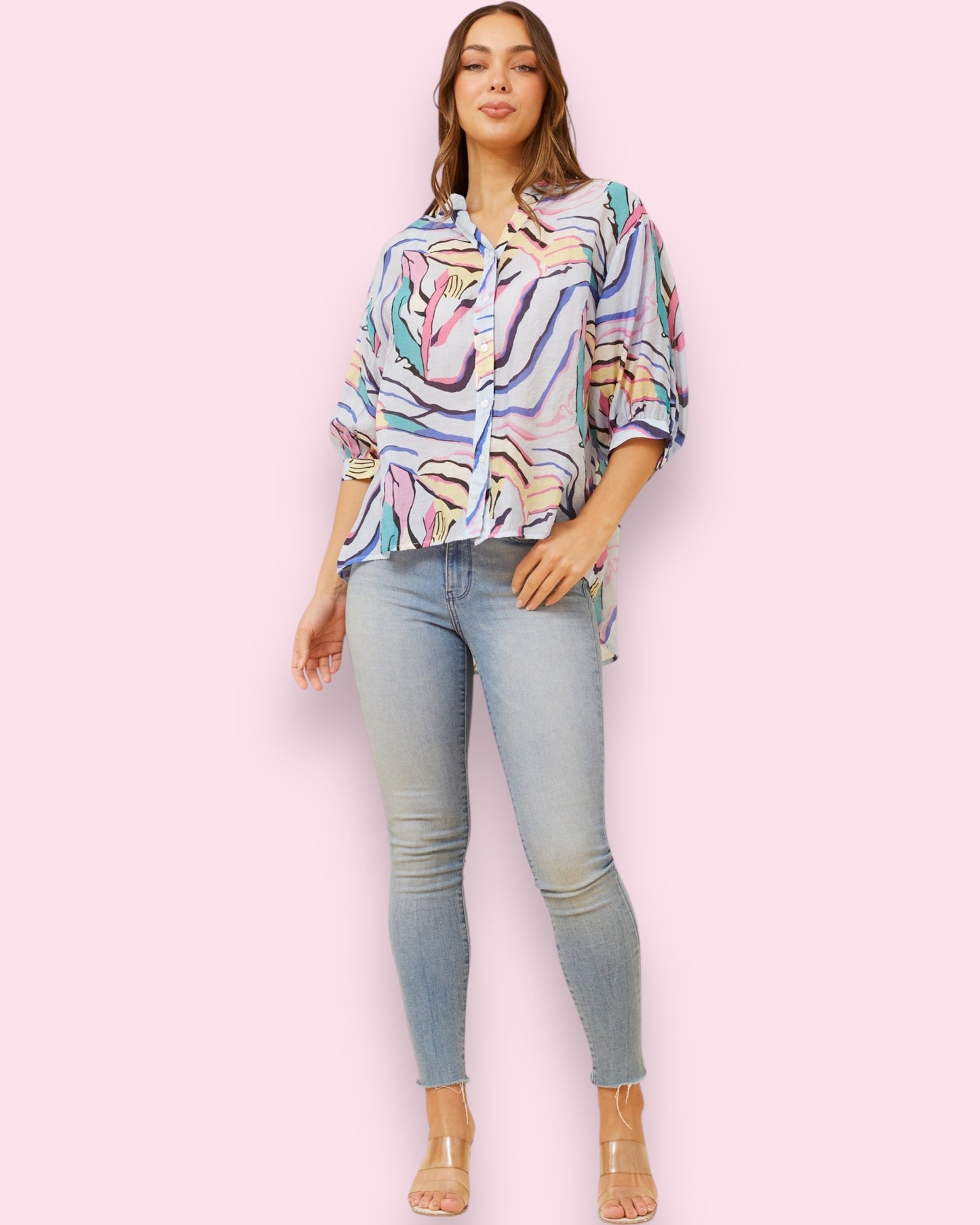 Mia Printed Shirt - Skylight Swirl