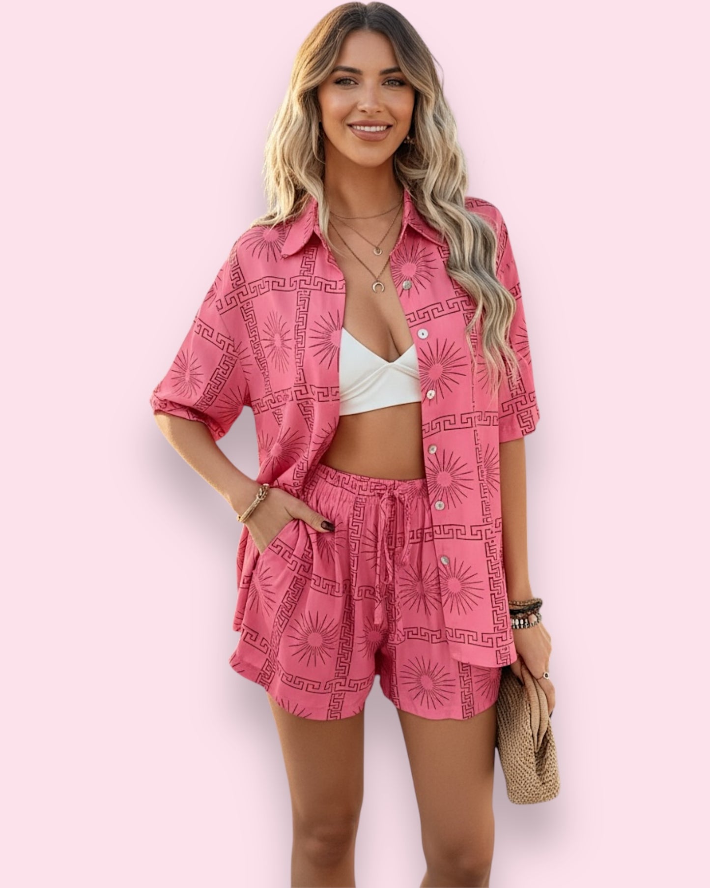 Odessa Shorts - Hot Pink Sunburst