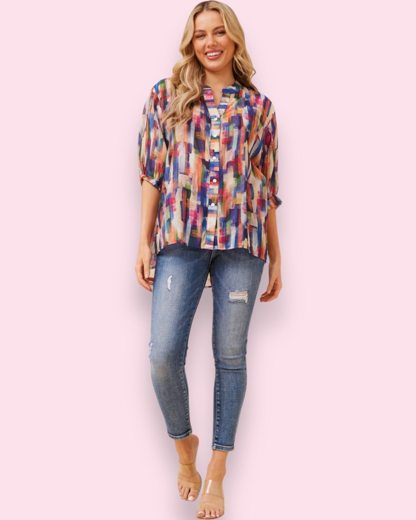 Mia Printed Shirt - Abstract Multi Colour