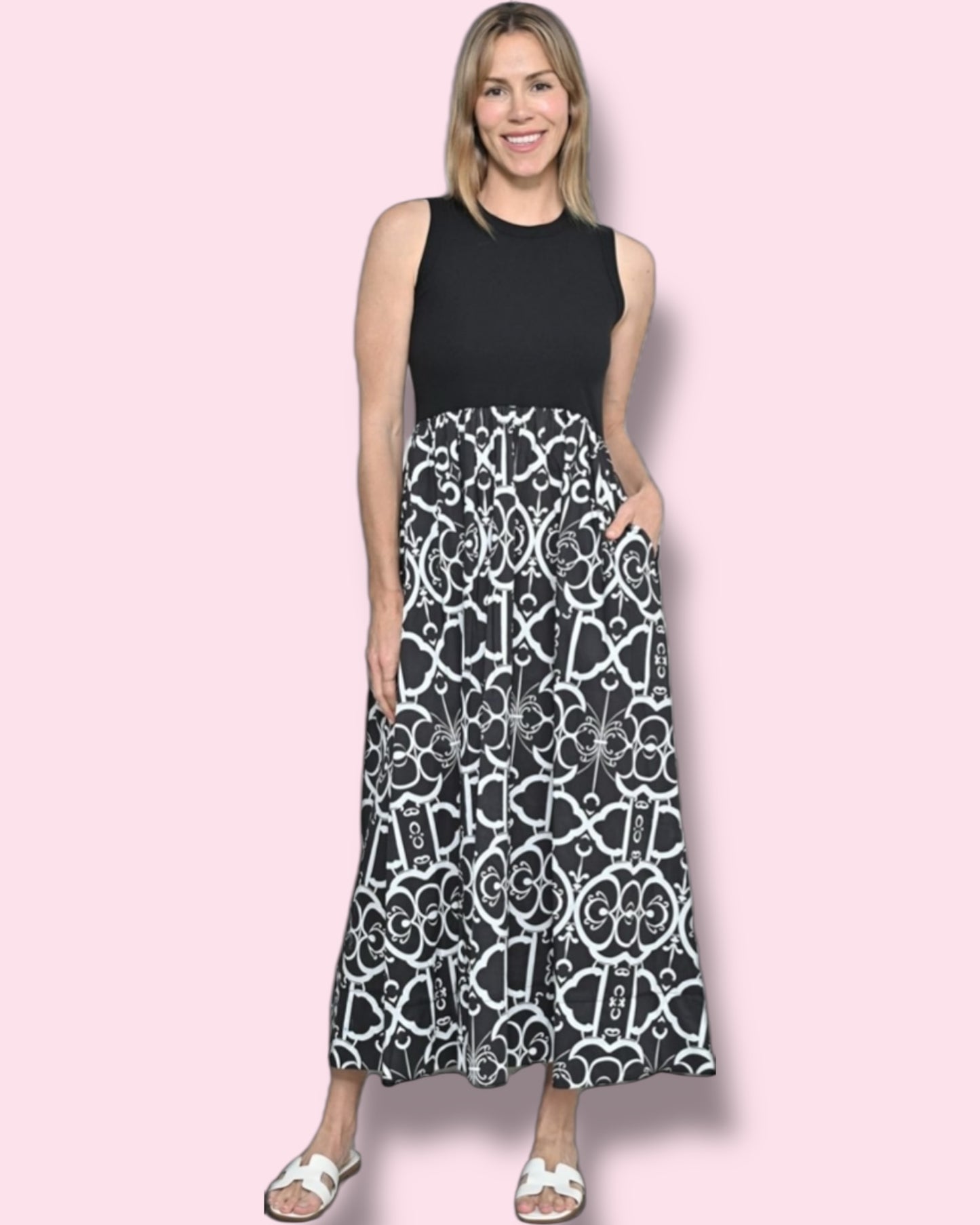 Geri Print Dress - Black