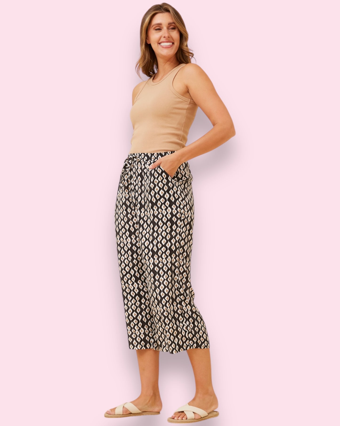 Ebony Printed Pants - Black