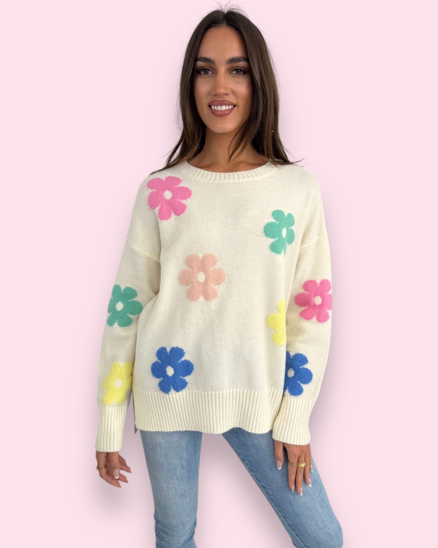 Sara Flower Knit - Cream