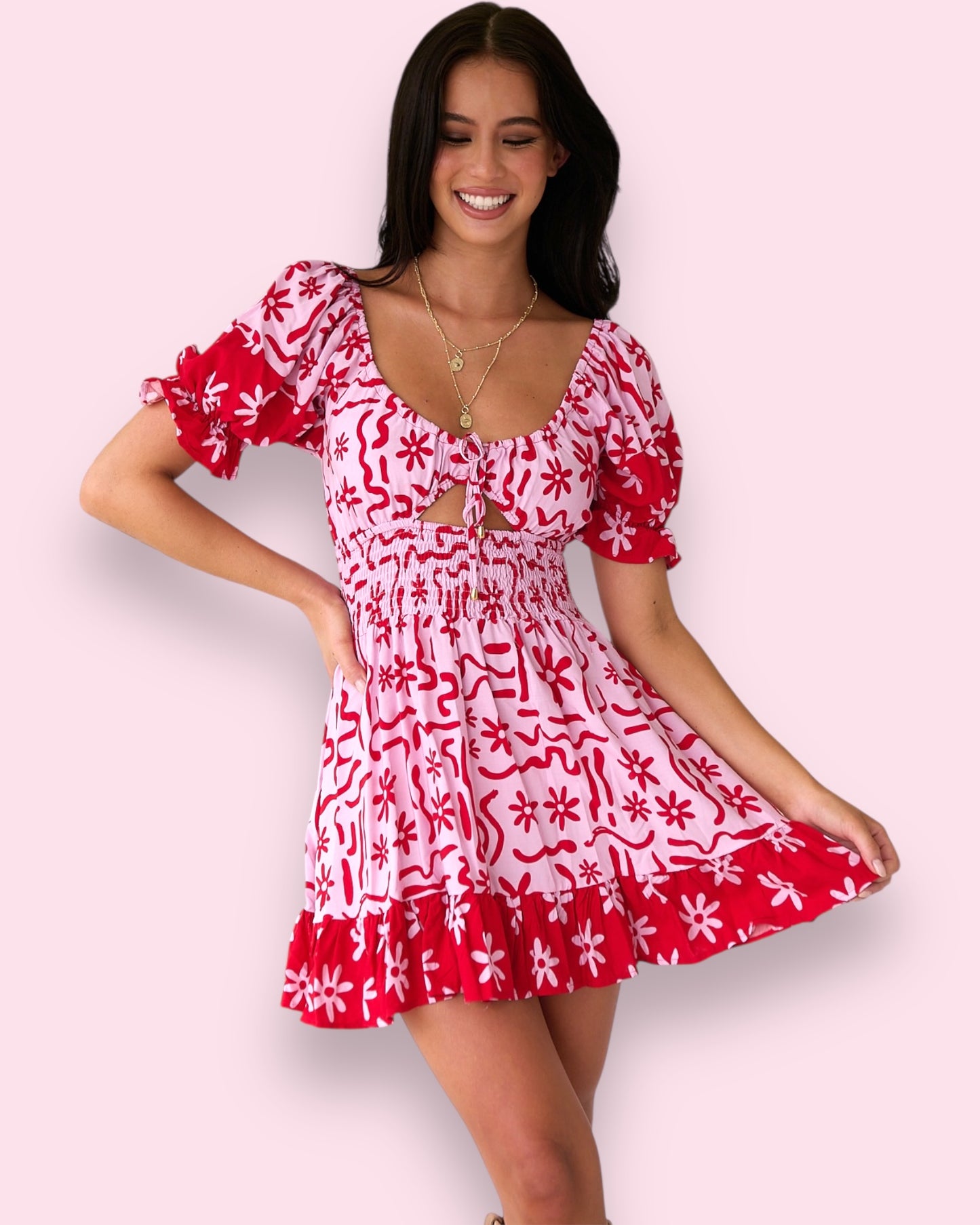 Rini Mini Dress - Strawberry Spritz