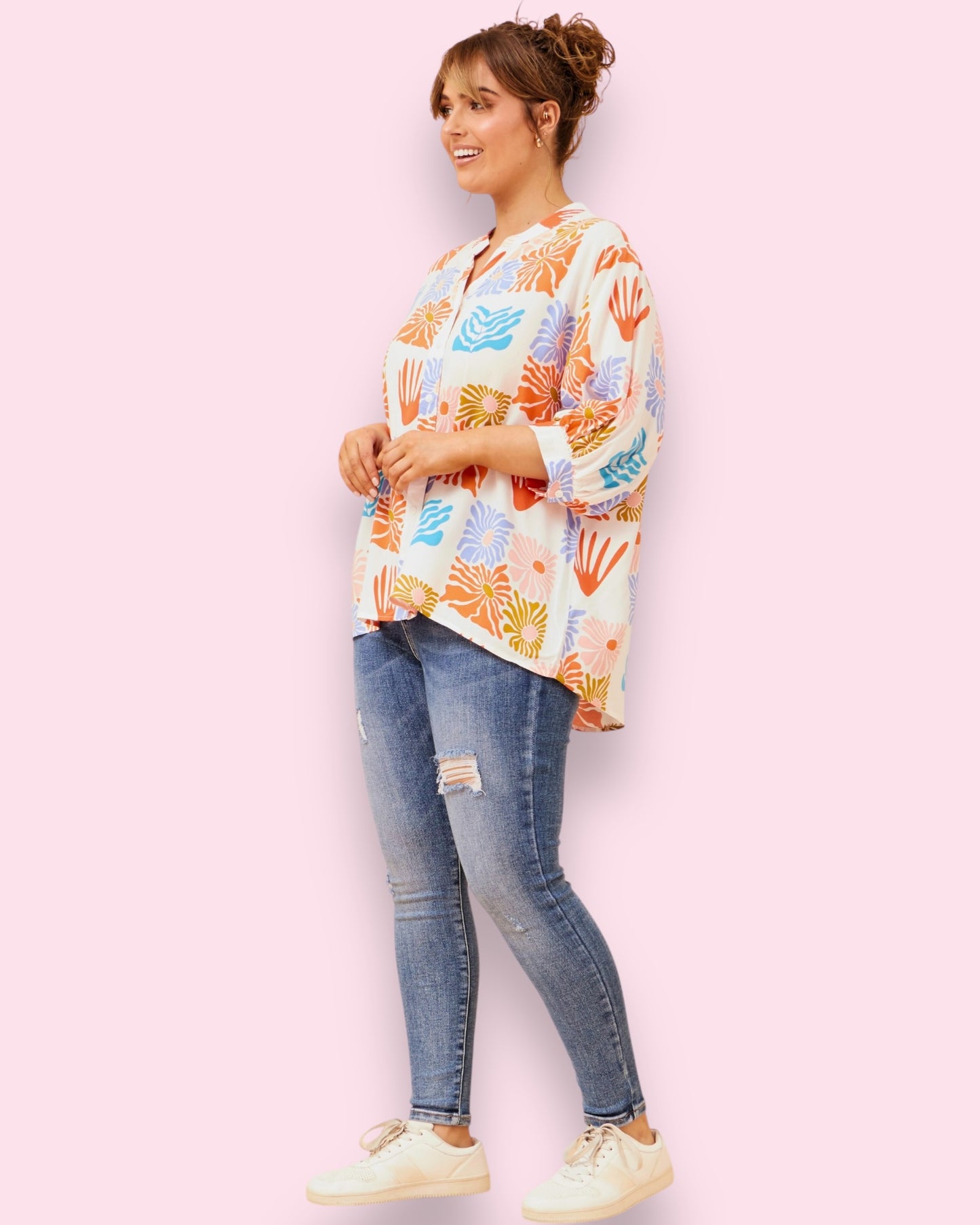 Mia Printed Shirt - Multi White