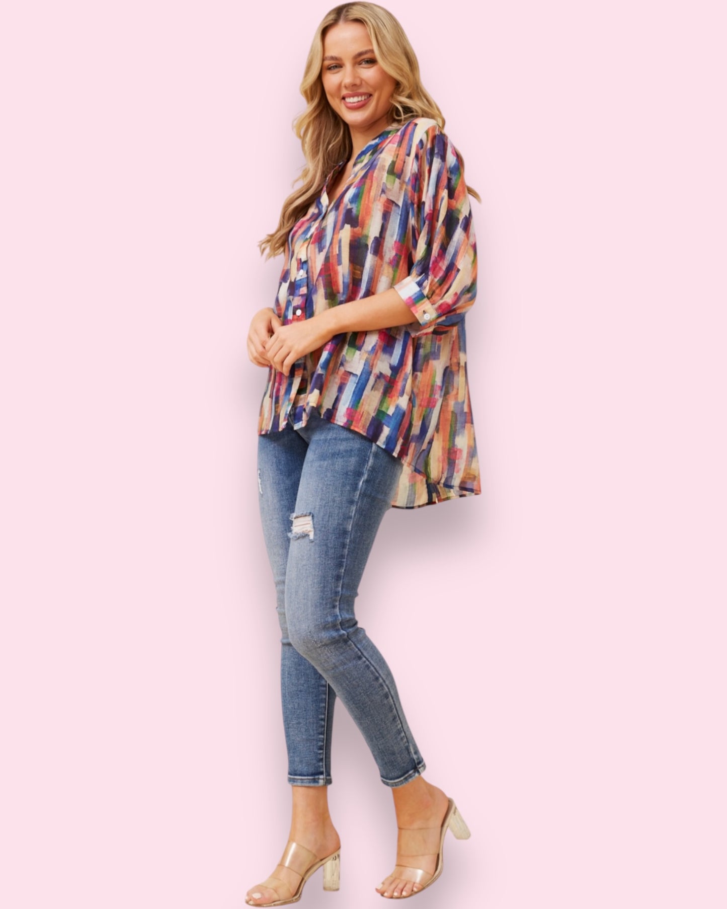 Mia Printed Shirt - Abstract Multi Colour