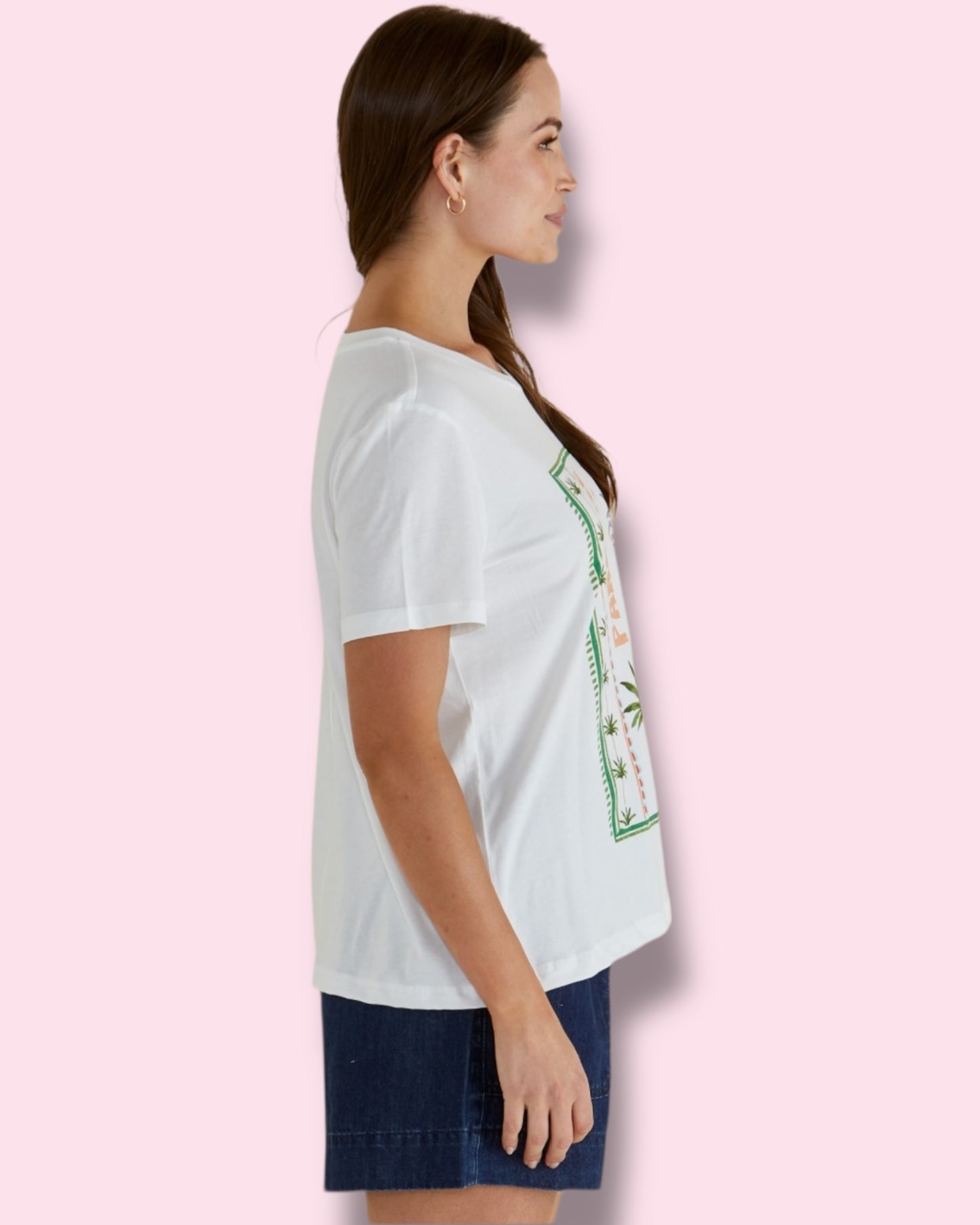 Ellia Crew Tee - Paradise Beach Print