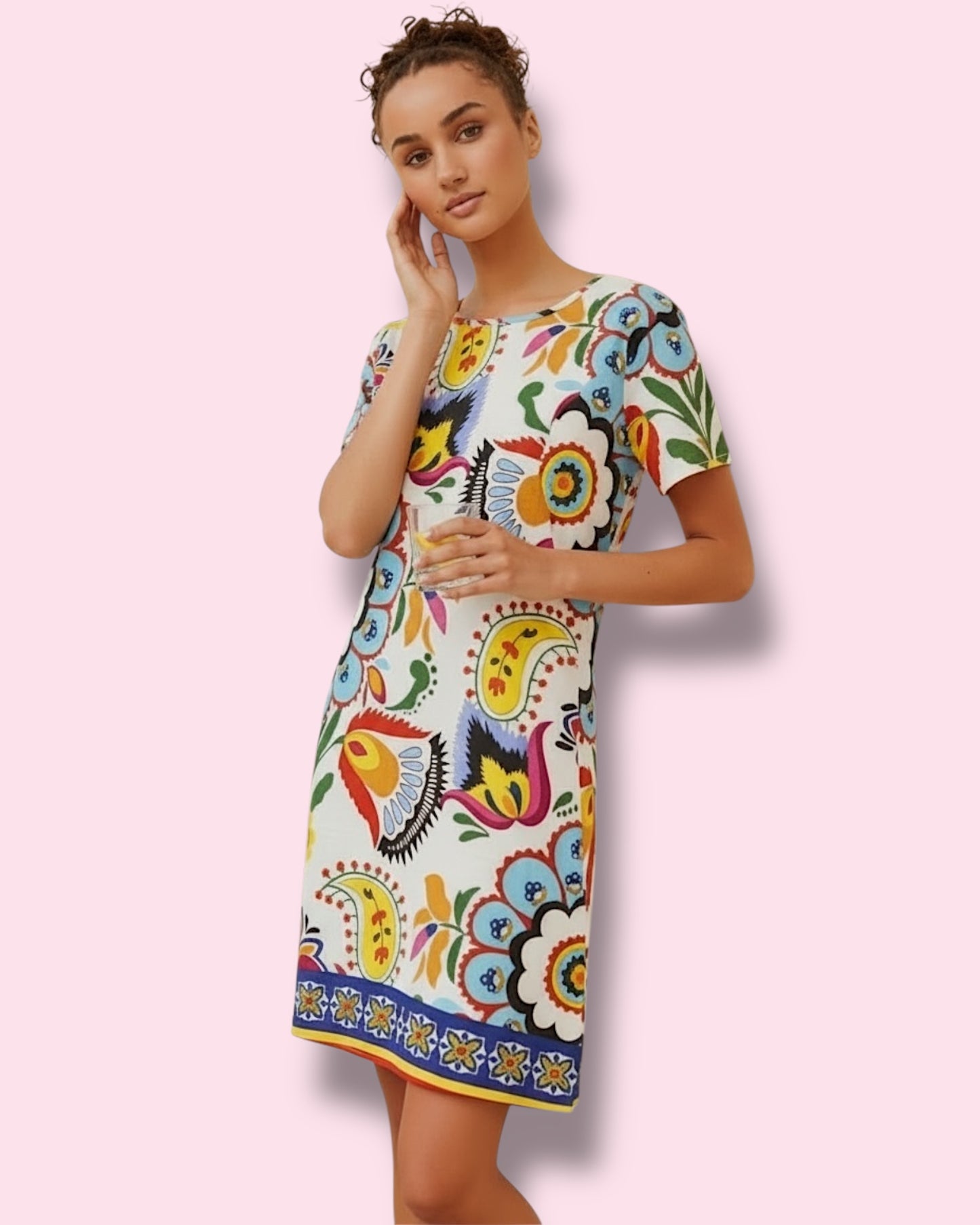Selena Shift Dress - Multi White
