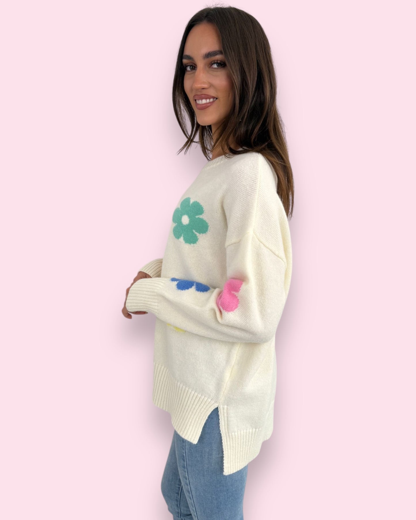 Sara Flower Knit - Cream