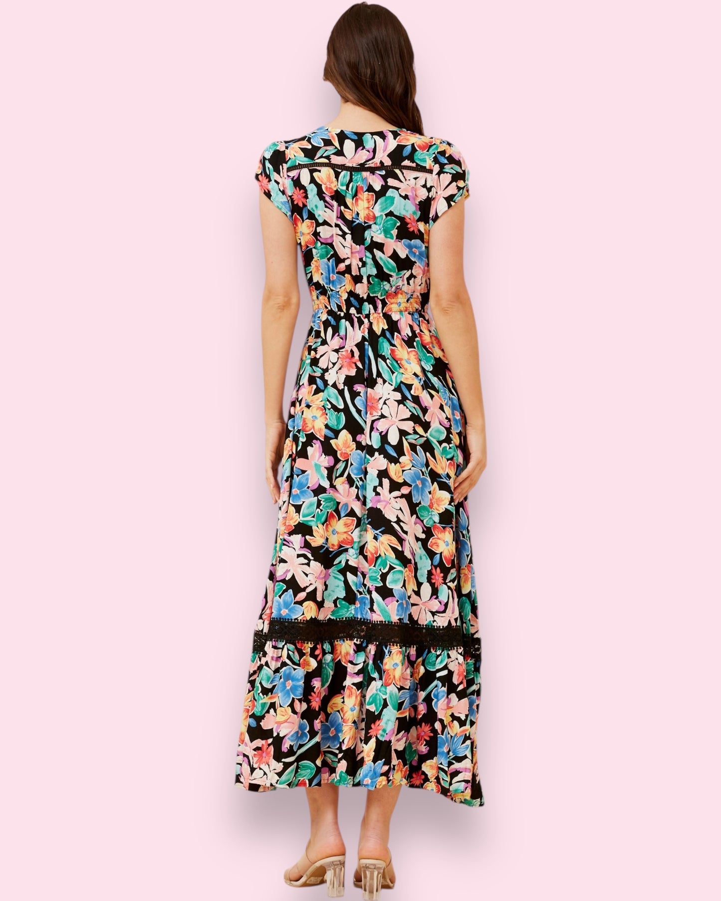 Cleo Maxi - Rainbow/Black Floral