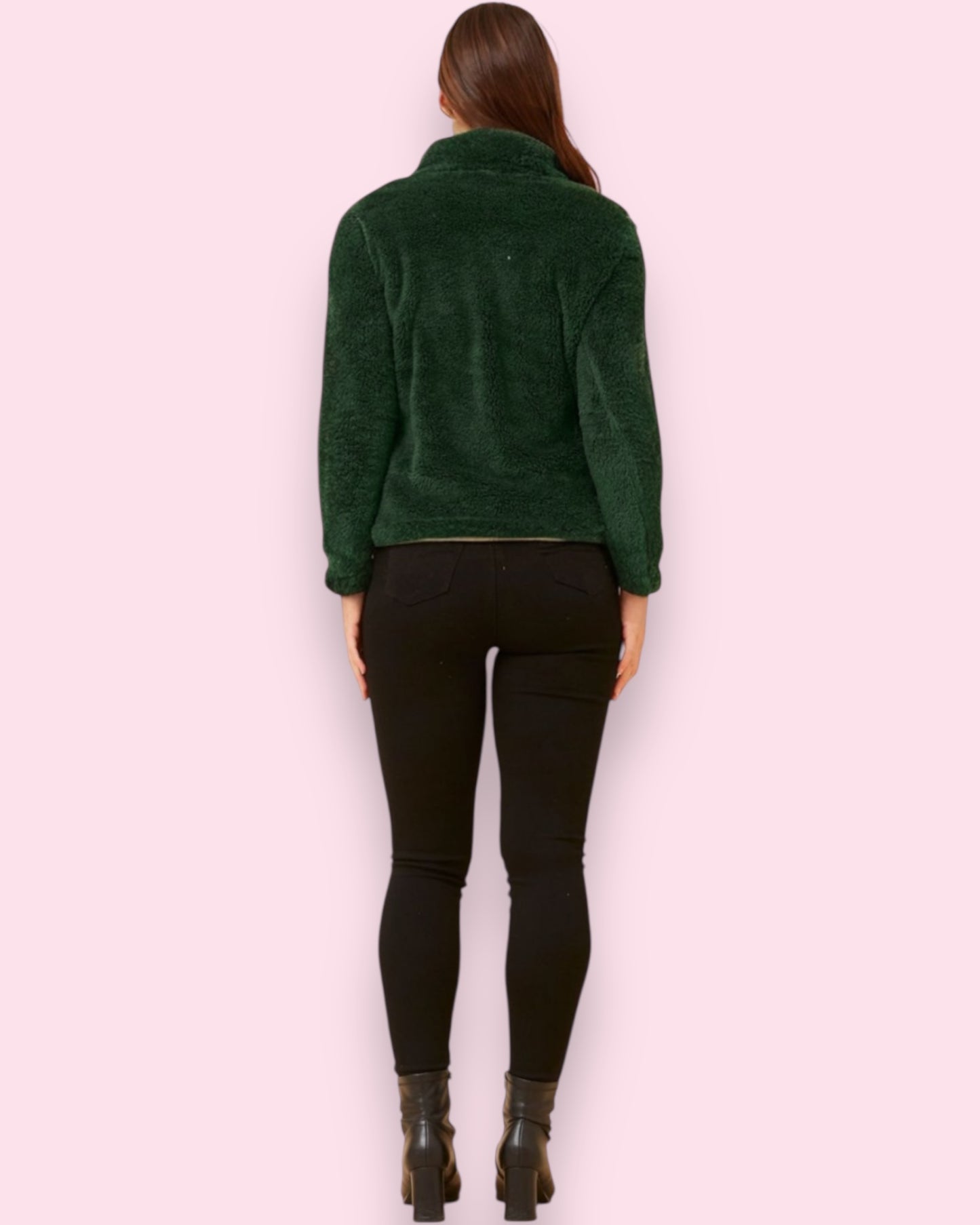 Teddy Fur Zip Jacket - Khaki