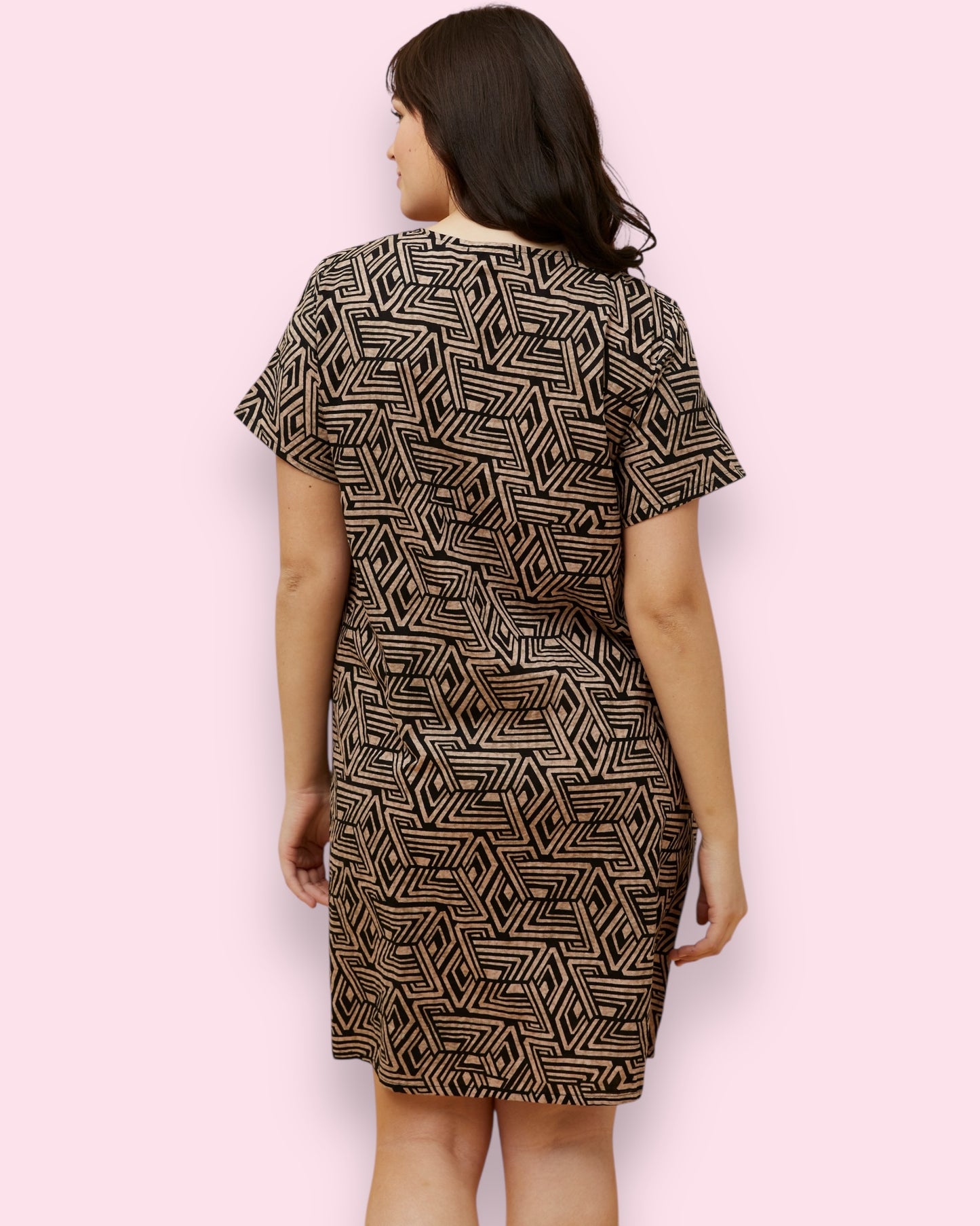 Selena Shift Dress - Black Aztec Print