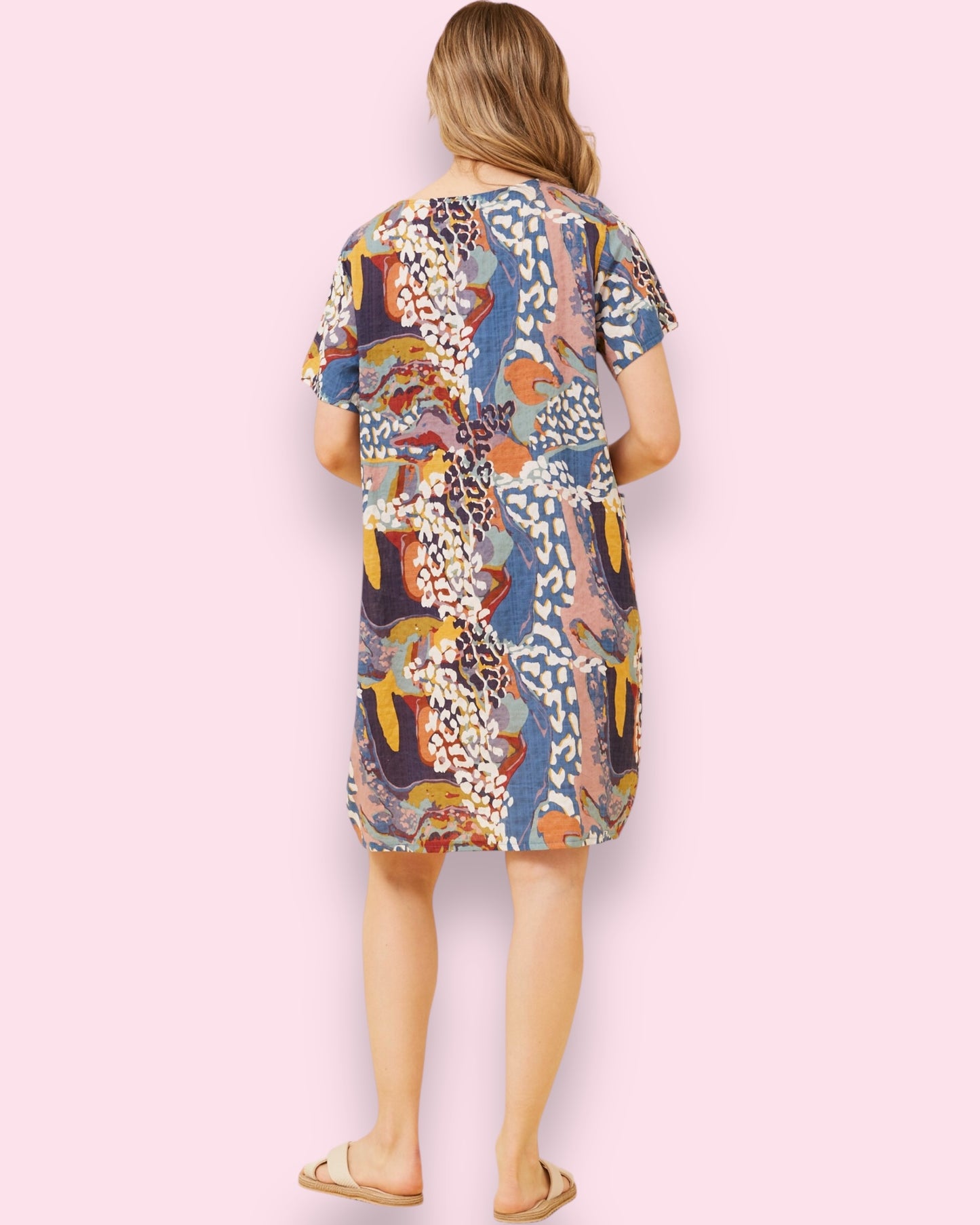 Selena Shift Dress - Multi Blue Animal Print