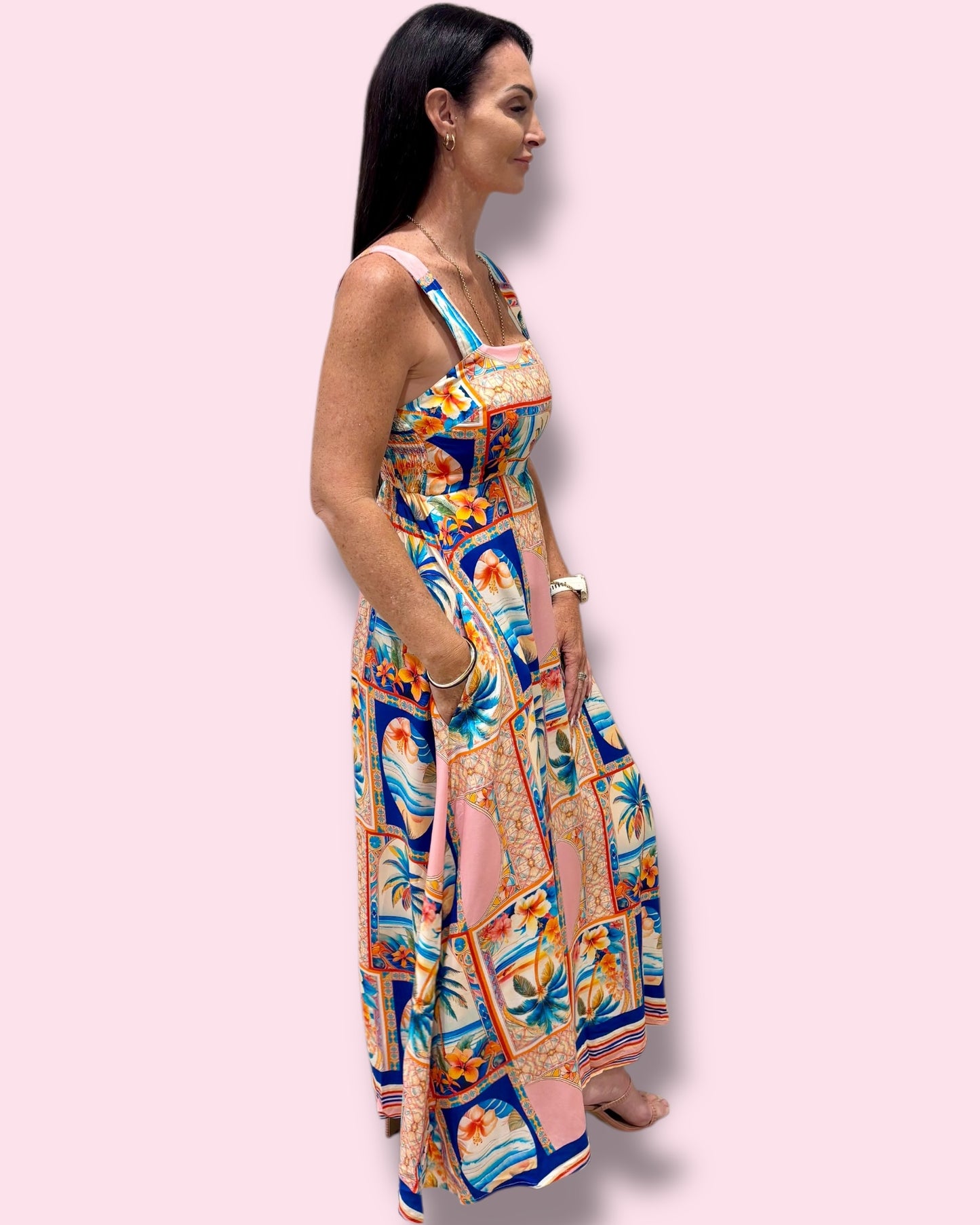 Emily Print Dress - Pink Tropical