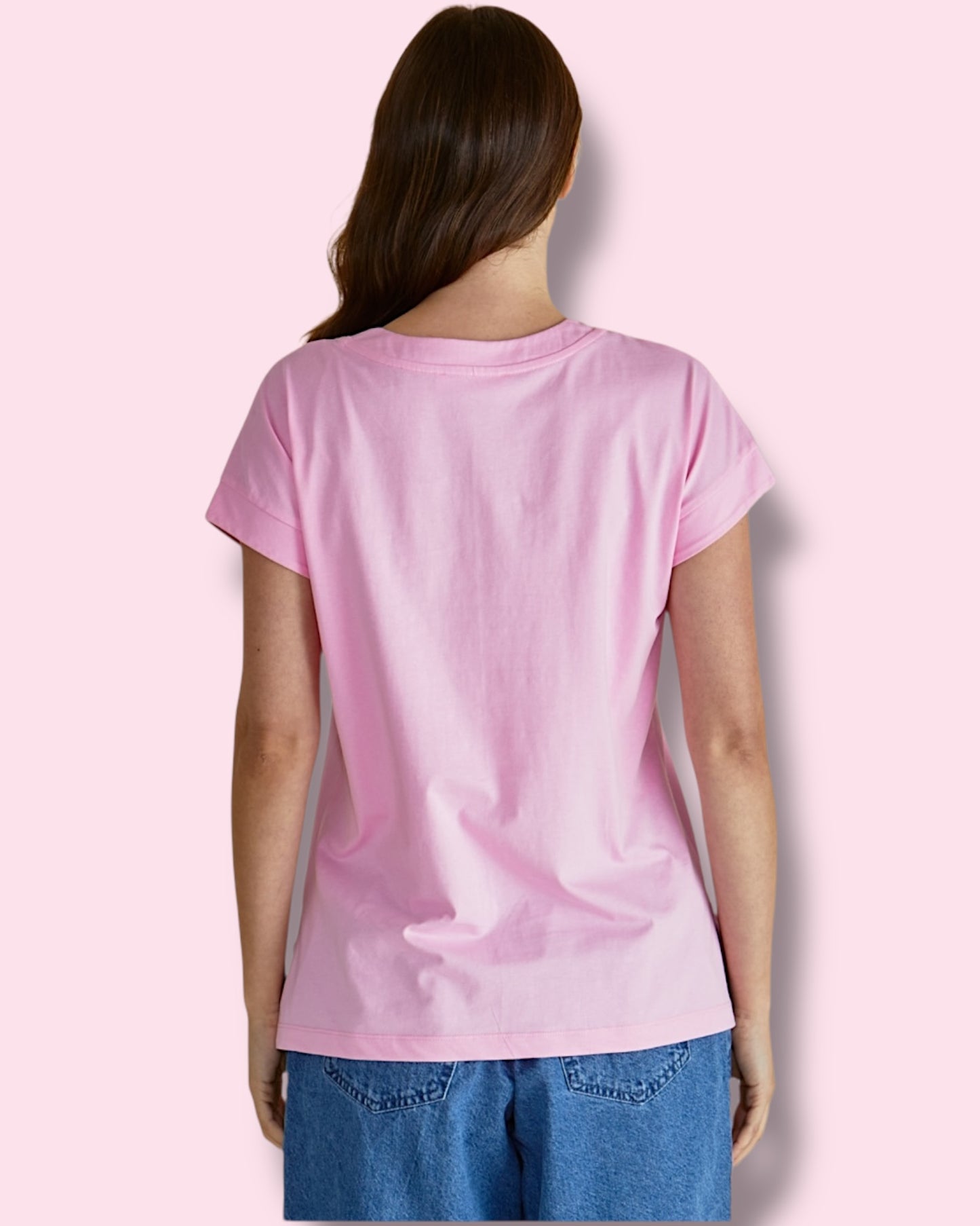 Tracey V-Neck Tee - Pink