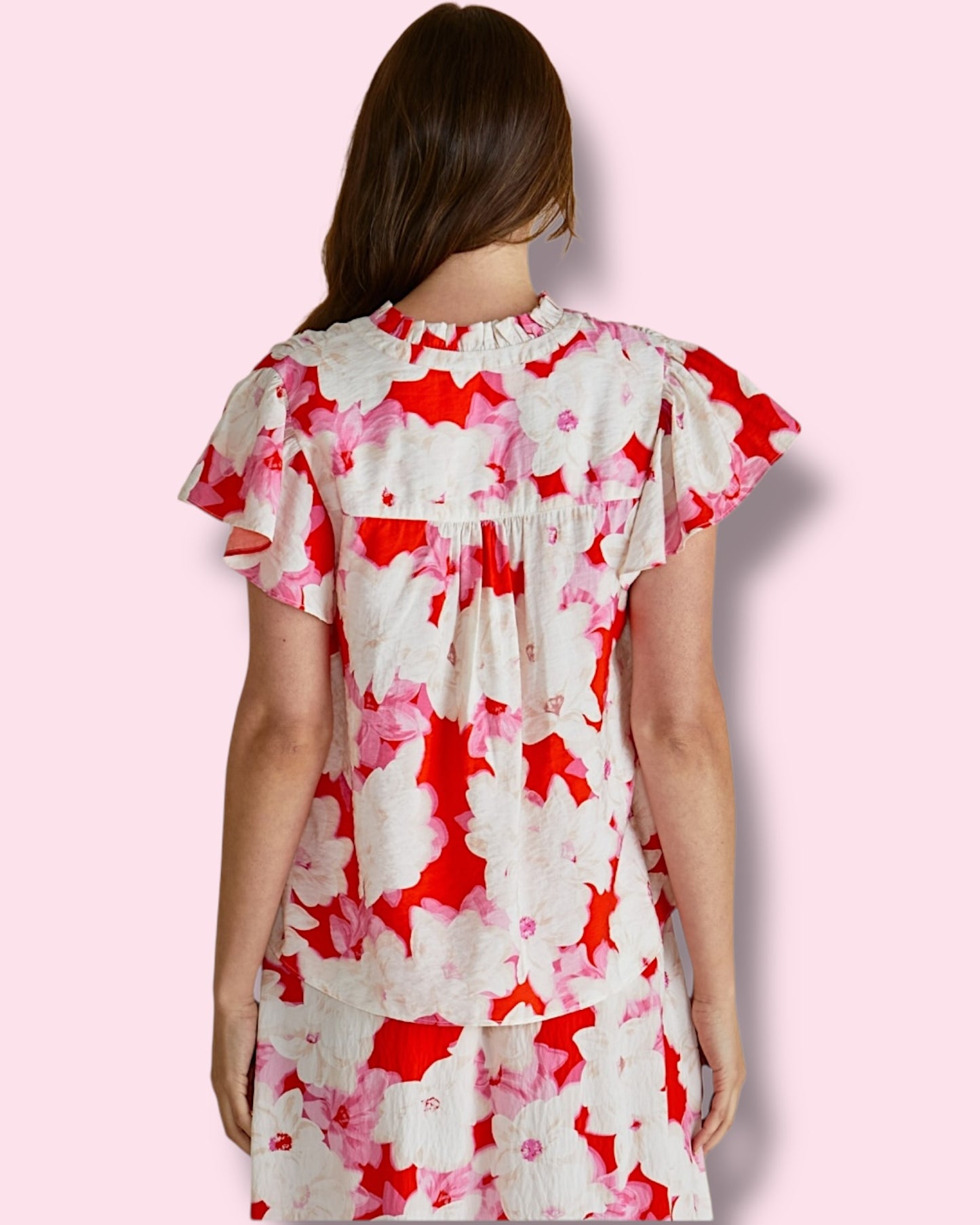 Lyra Blouse - Red Floral