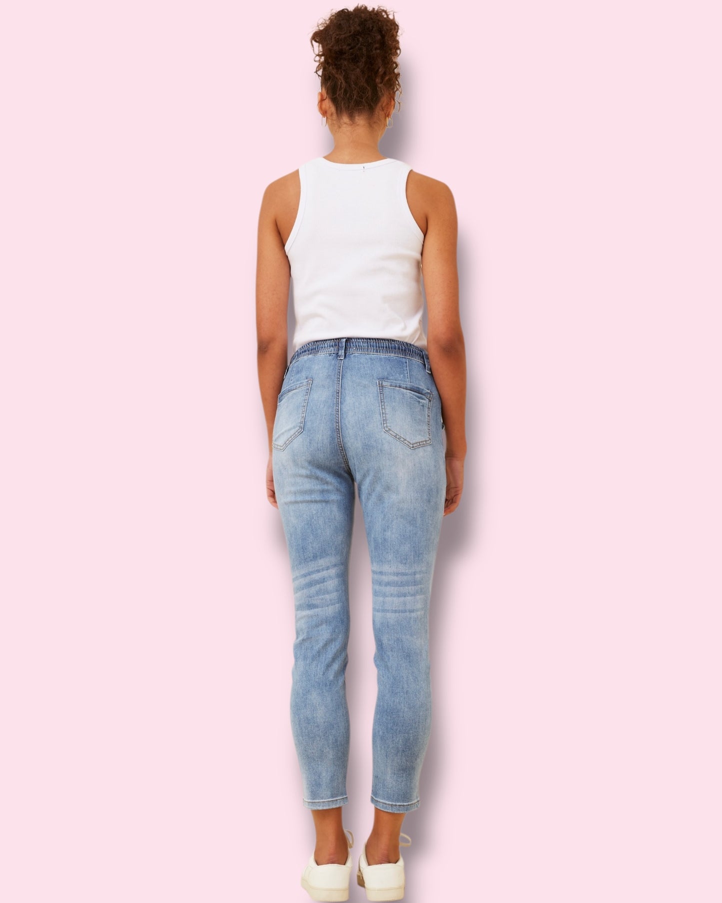 Janine Distressed Denim Jogger