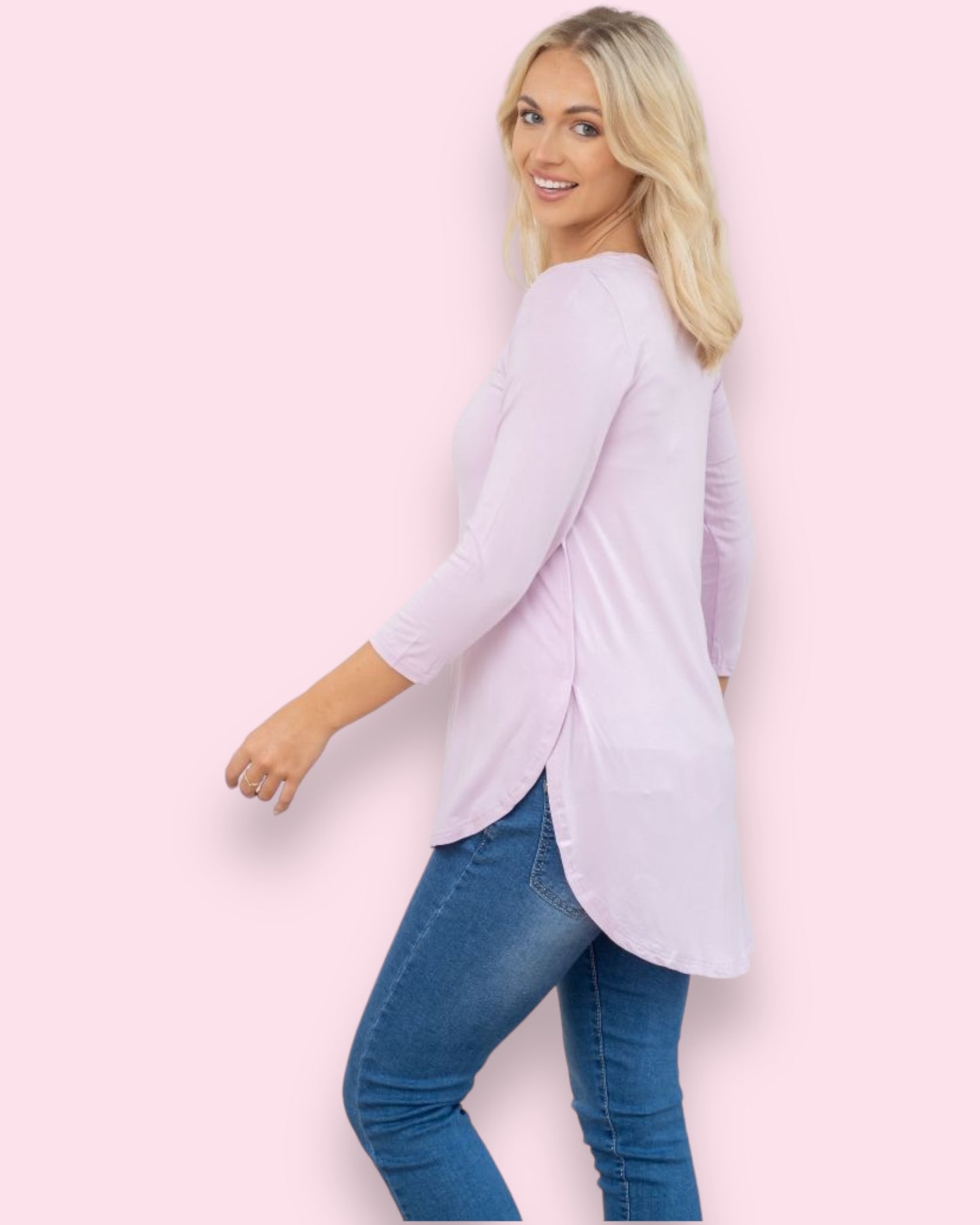 Mavis Curved Hem Top - Lavender