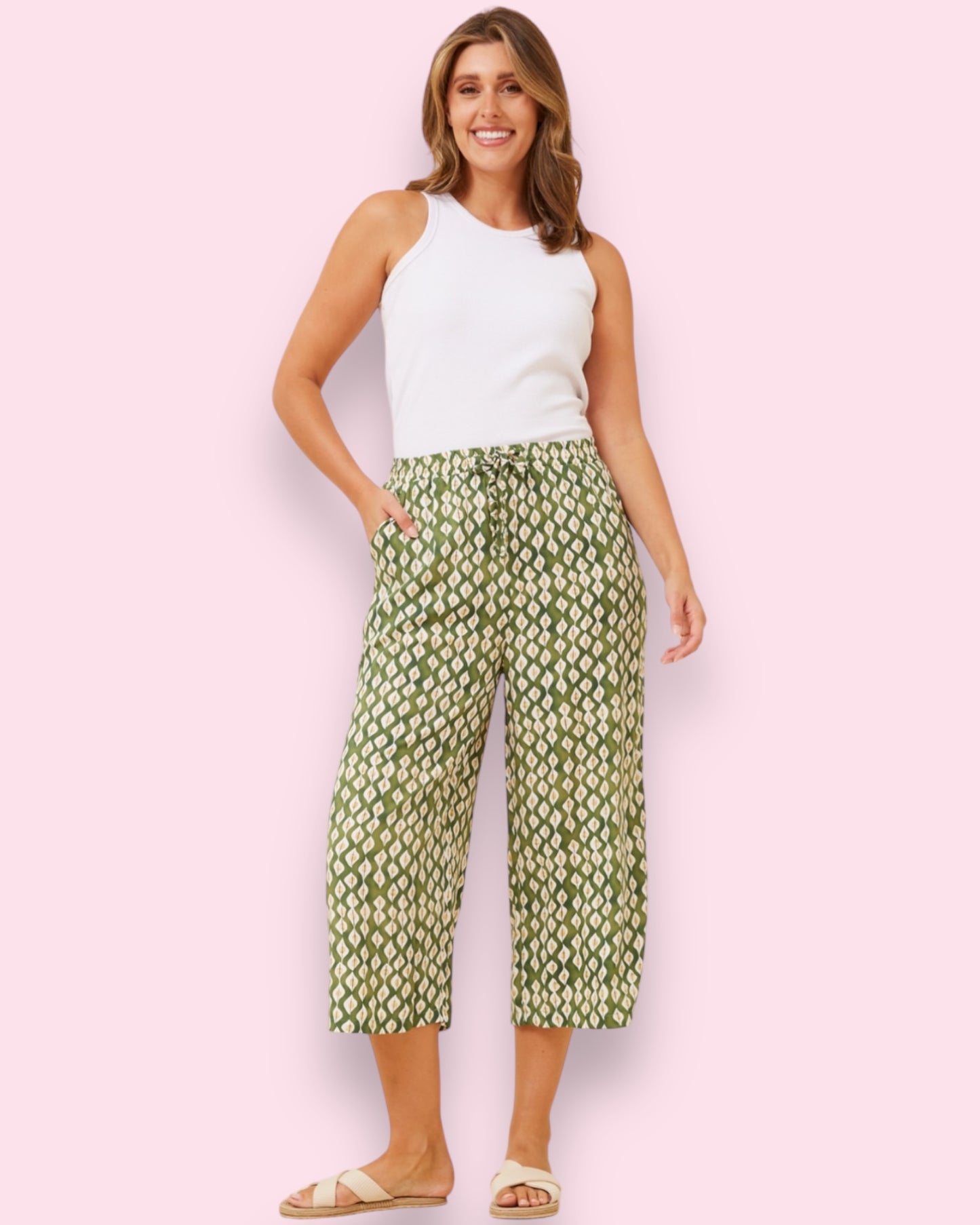 Ebony Printed Pants - Green