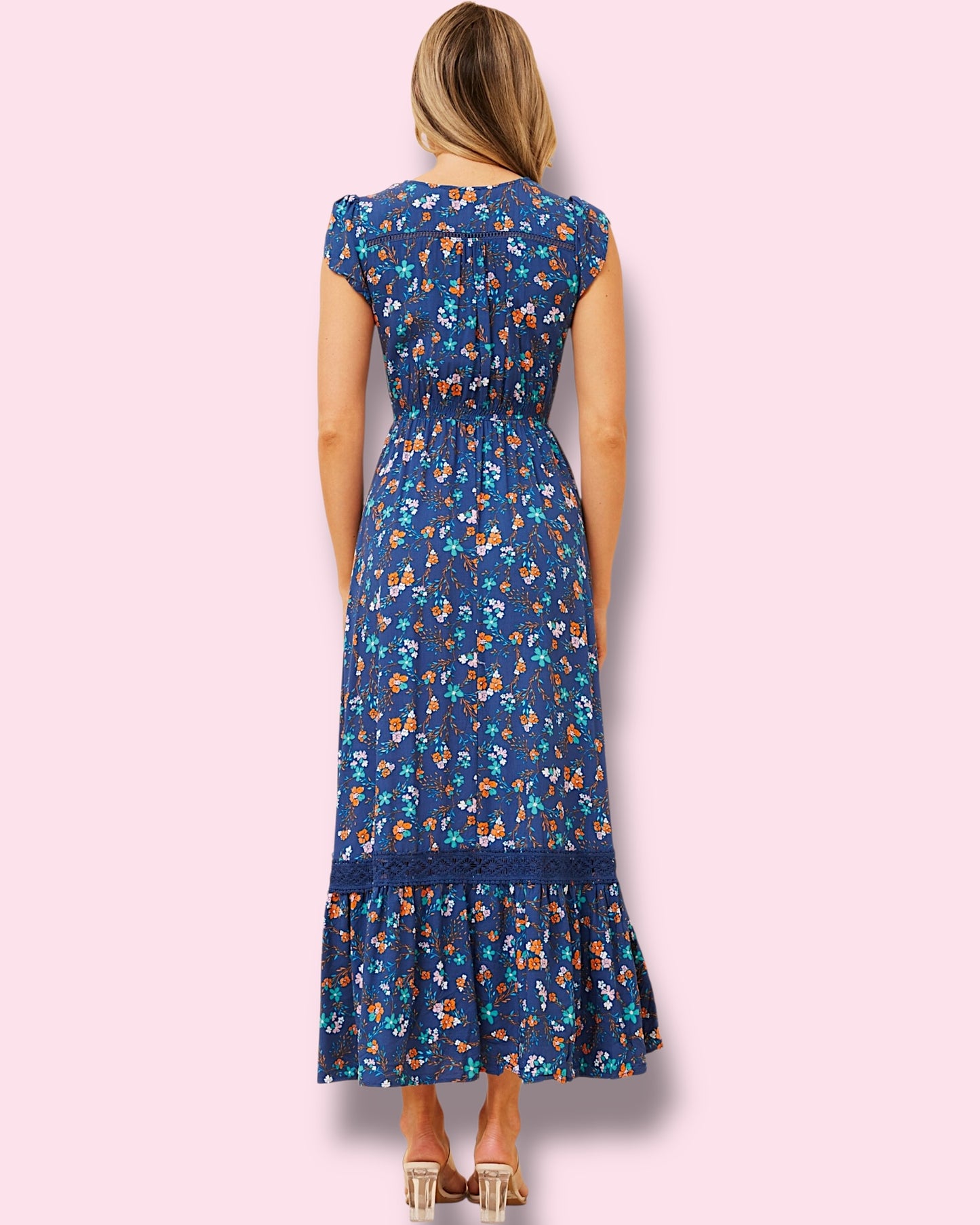 Cleo Maxi - Blue W/Flowers
