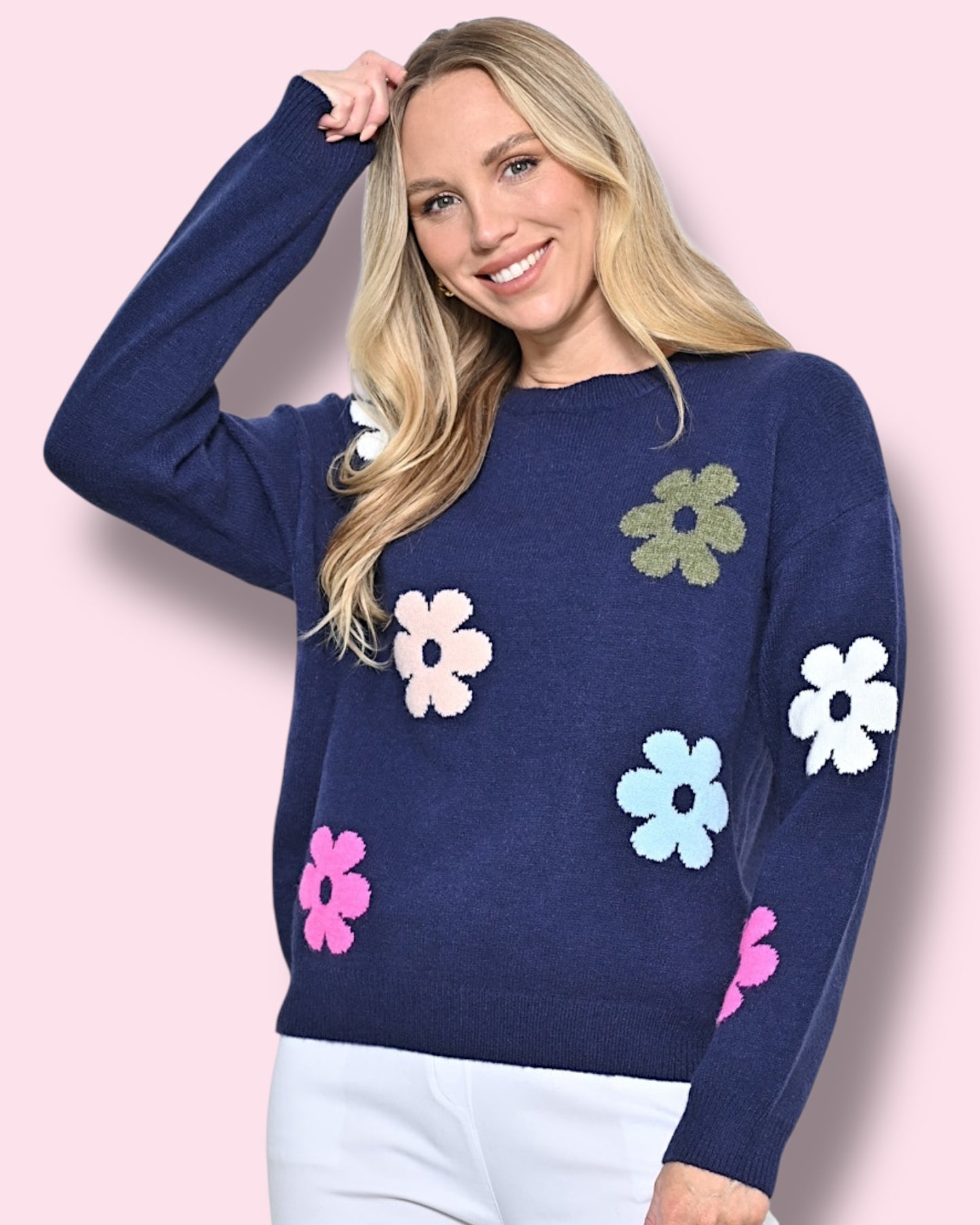 Daisy Knit Jumper - Navy