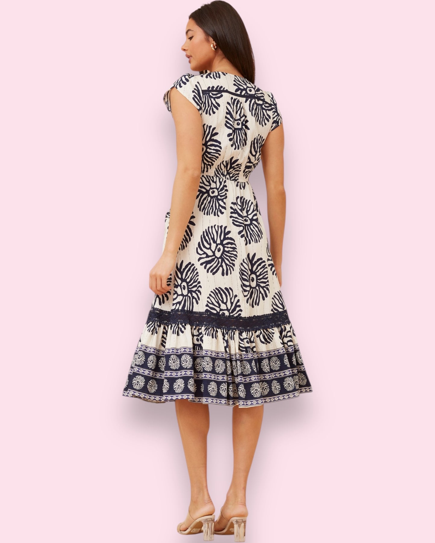 Clea Midi - Navy/White
