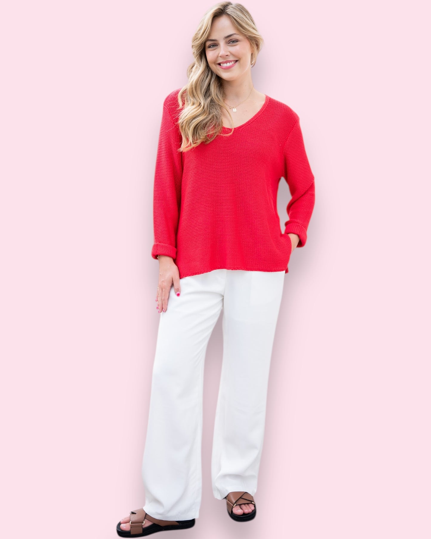 Maddie Knit - Bright Red