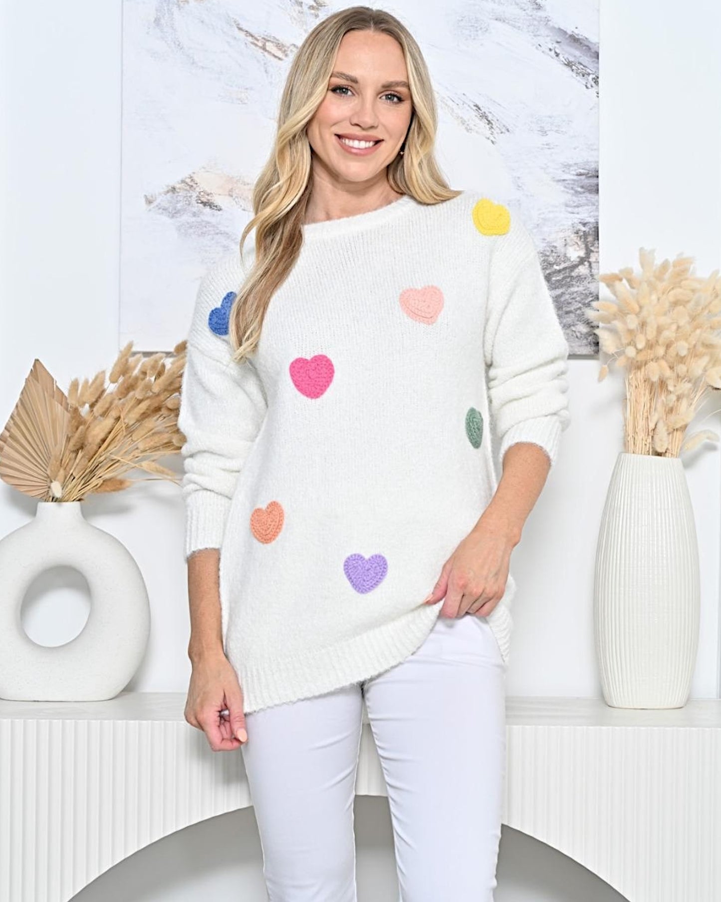 Multi Colour Heart Knit Jumper