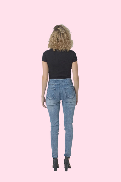Pull On Mummy Jeans - LIGHT BLUE