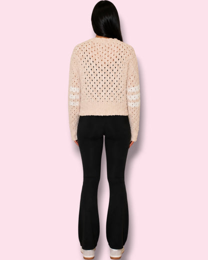 Amanda Button Up Cardigan - Khaki/Cream