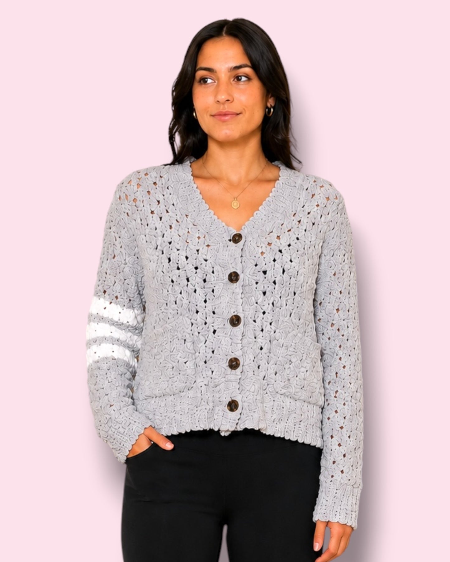 Amanda Button Up Cardigan - Grey