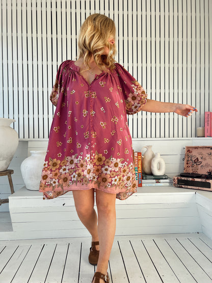 Evelyn Mini Dress - Bee Orchid
