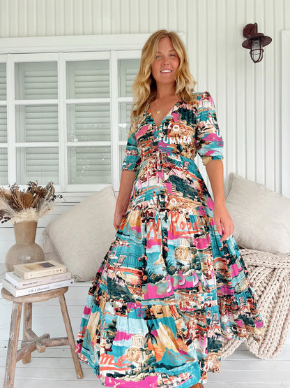 Tessa Maxi Dress - Rome Print