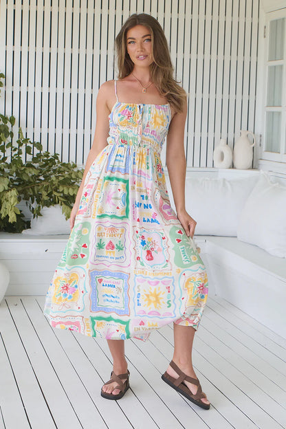 Cara Midi Dress - La Mer Print