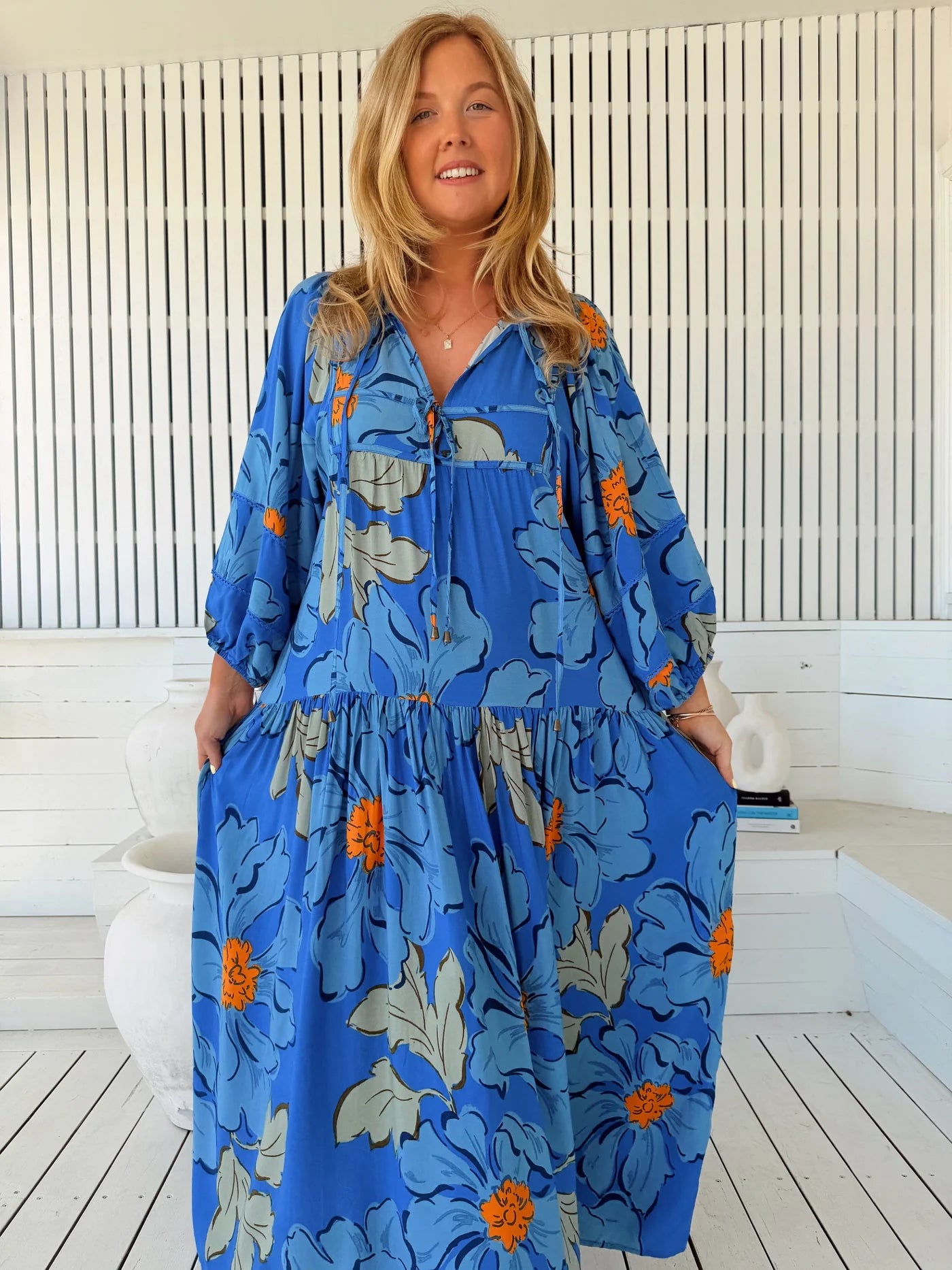 Loretta Maxi Dress - Blue Bell Print