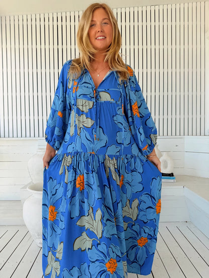 Loretta Maxi Dress - Blue Bell Print