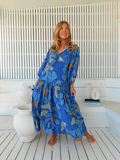 Loretta Maxi Dress - Blue Bell Print