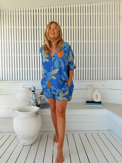 River Shirt - Blue Bell Print