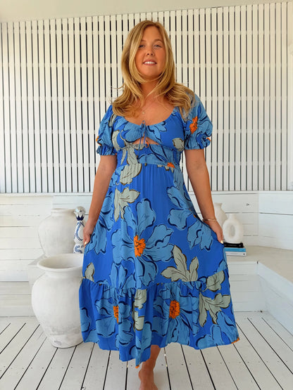 Rini Midi Dress - Blue Bell Print