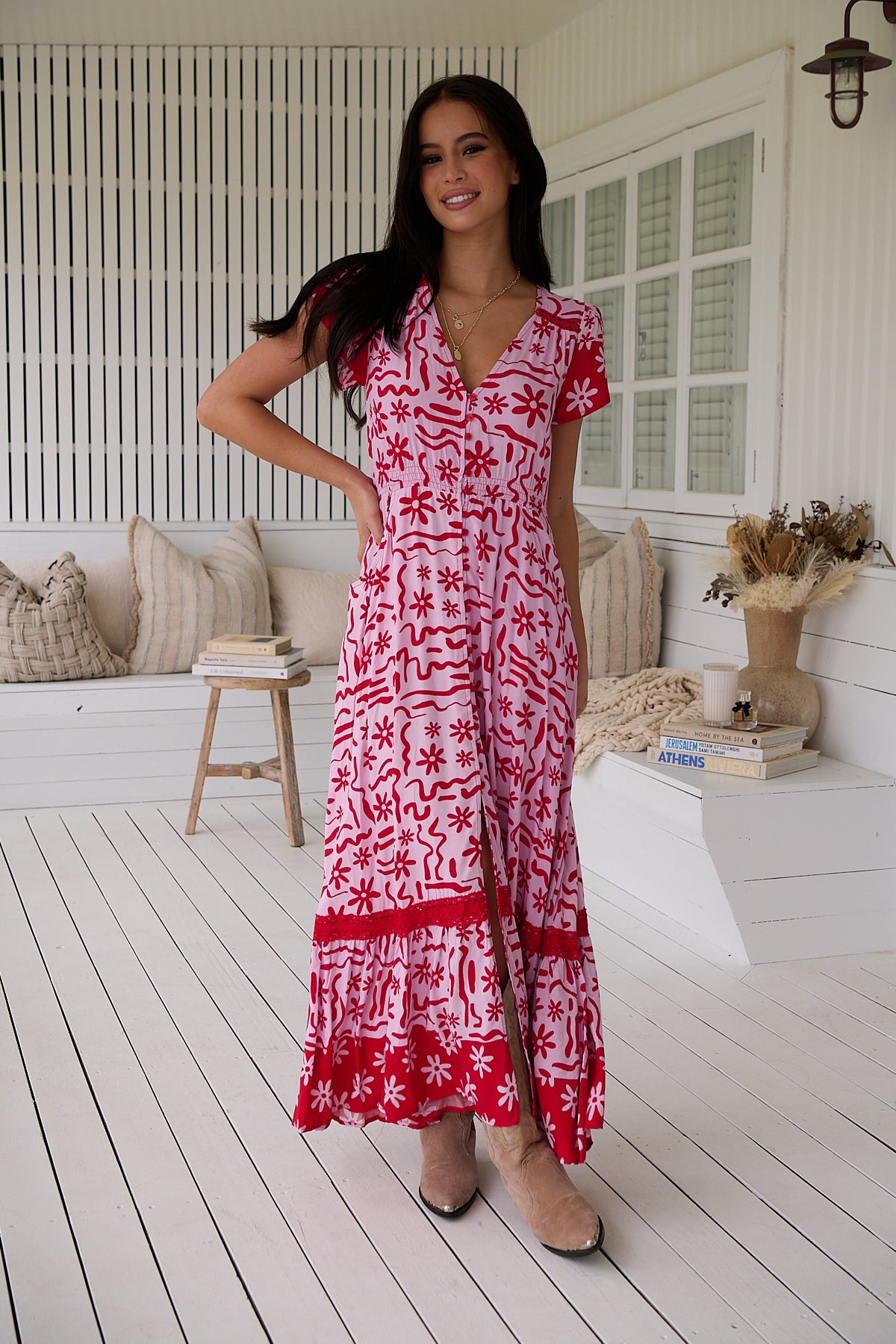Carmen Maxi Dress - Strawberry Spritz