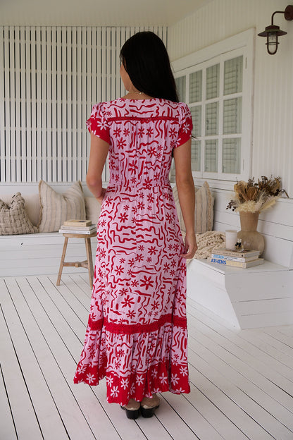 Carmen Maxi Dress - Strawberry Spritz