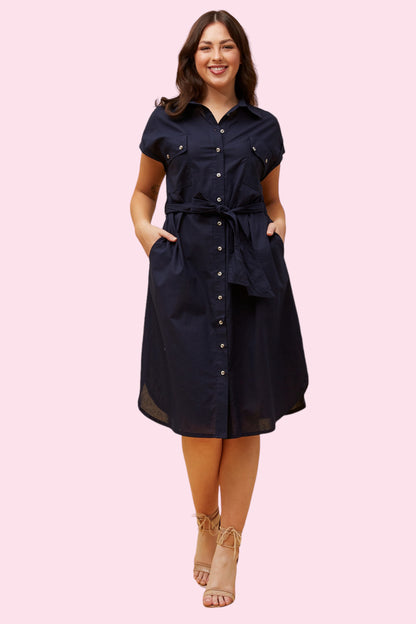 Addison Shirt Dress - NAVY