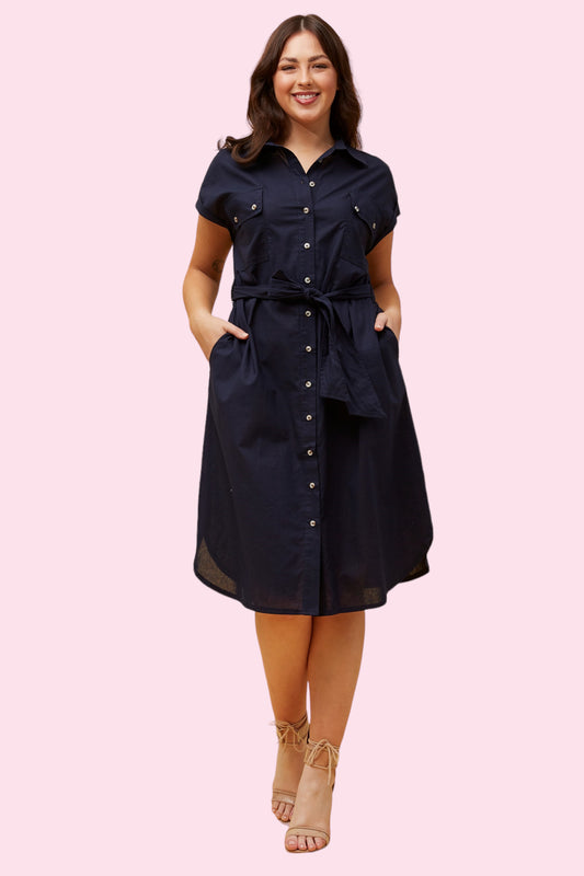 Addison Shirt Dress - NAVY