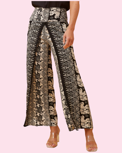 Kimora Long Printed Pants - BLACK