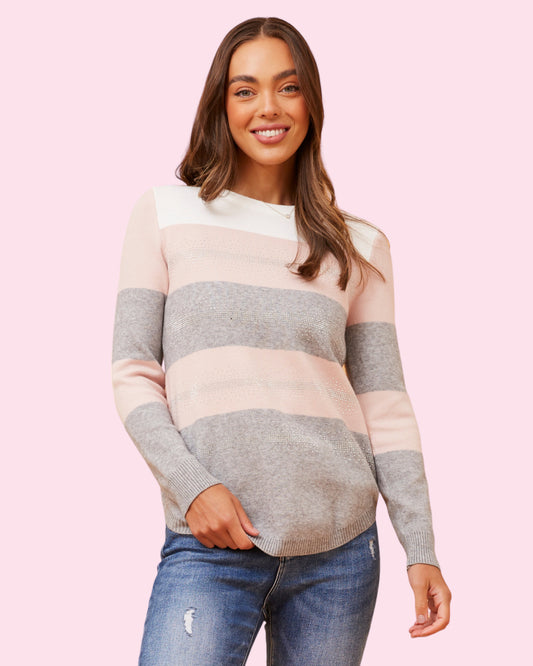 Jenna Striped Knit Pullover