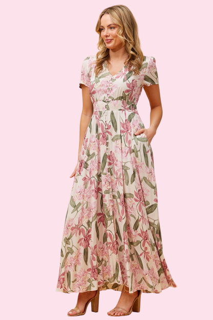 Anna Maxi Dress - Pink Floral