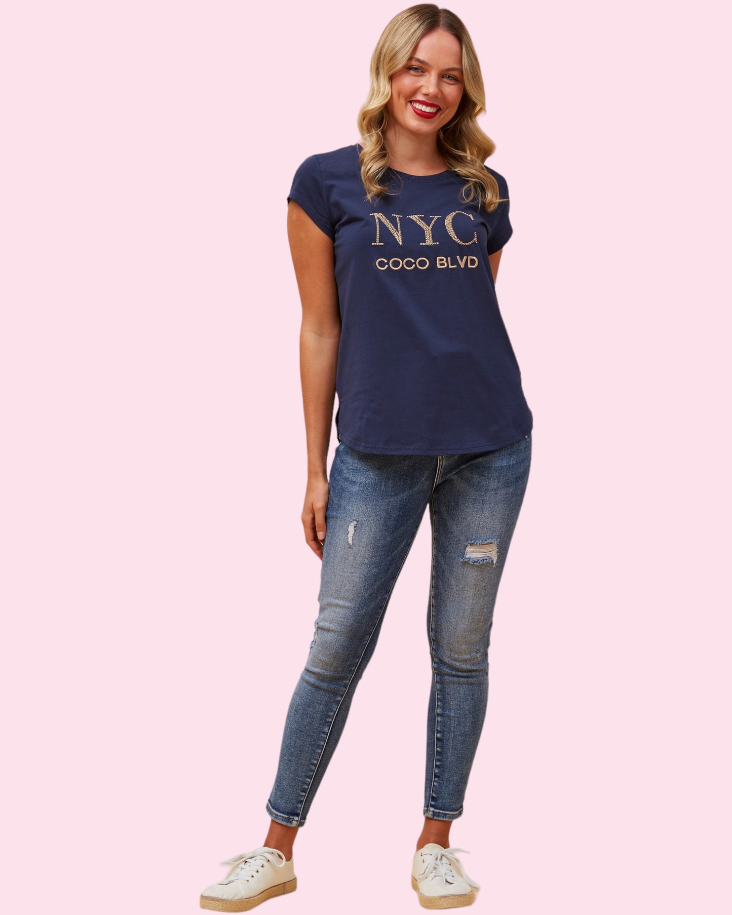 NYC Embroided Tee - Navy