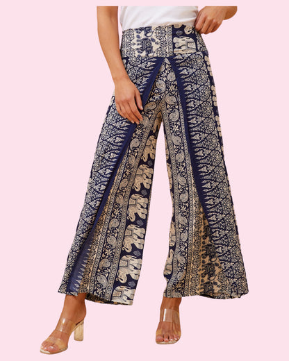 Kimora Long Printed Pants - NAVY