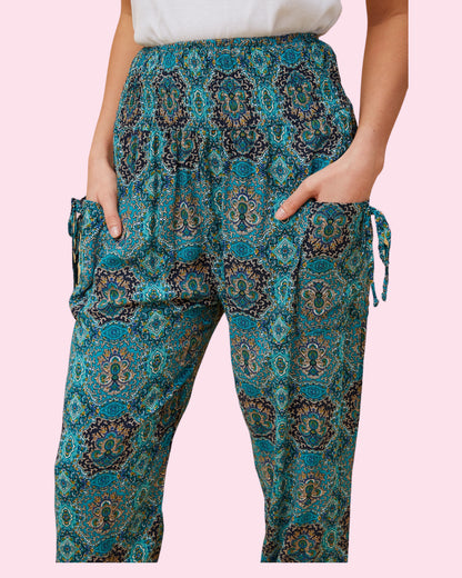 Harem Pant ABSTRACT MULTI GREEN