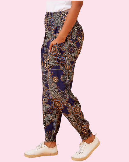 Harem Pant ABSTRACT MULTI BLUE