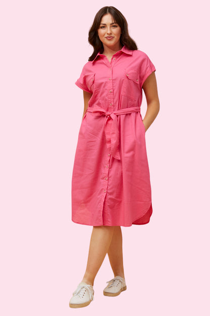 Addison Shirt Dress - PINK